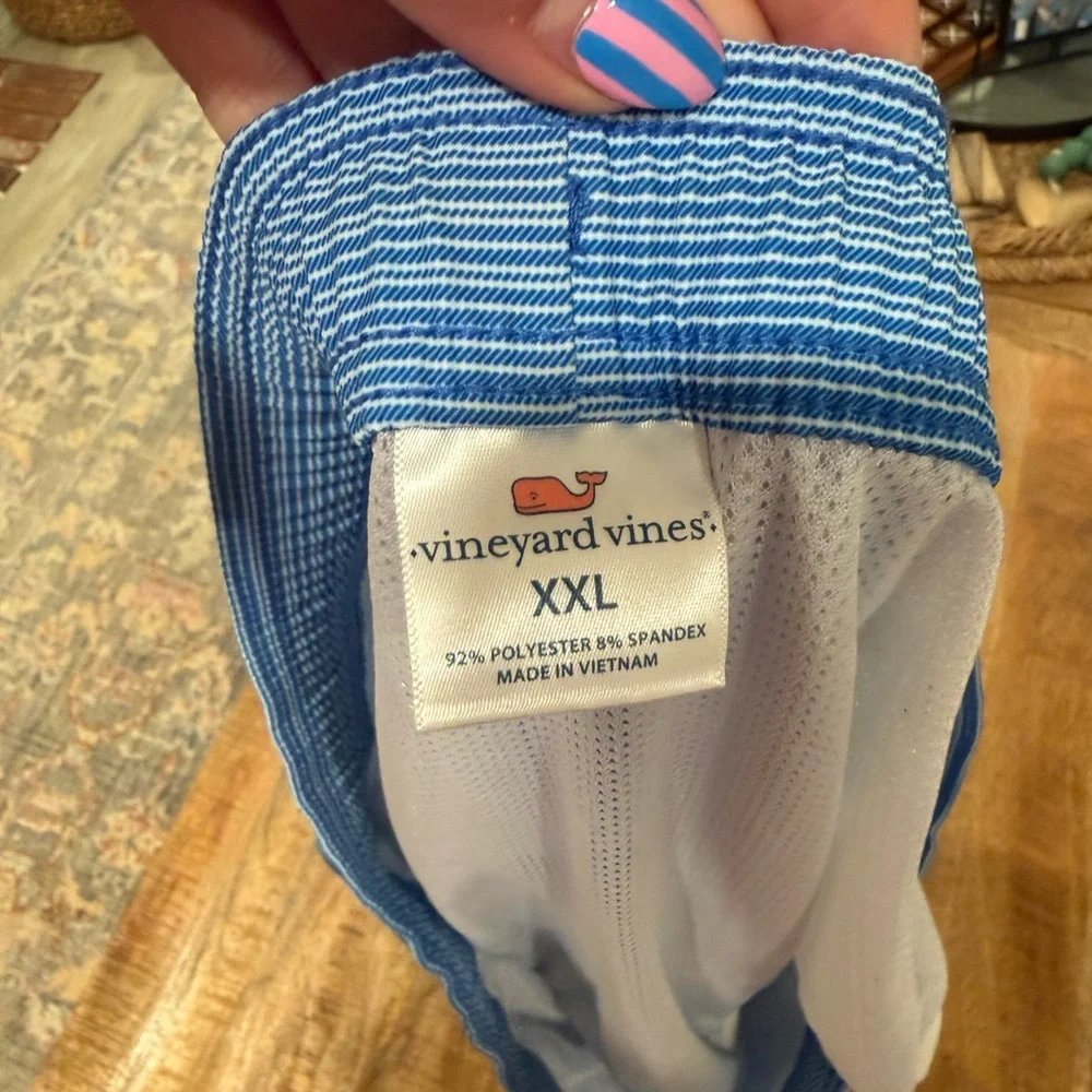 Vineyard Vines Men's Blue Micro-Stripe Swim Trunks